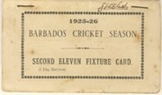 BARBADOS CRICKET SEASON 1925-26 (2ND XI FIXTURE CARD)