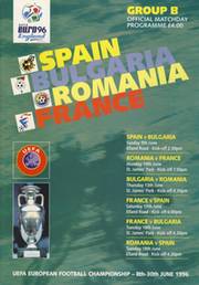SPAIN V BULGARIA & ROMANIA V FRANCE 1996 (EURO 96 GROUP B) FOOTBALL PROGRAMME