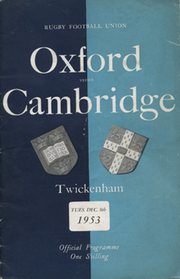 OXFORD V CAMBRIDGE 1953 RUGBY PROGRAMME