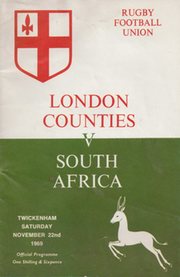 LONDON COUNTIES V SOUTH AFRICA 1969 RUGBY PROGRAMME