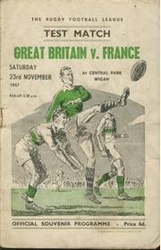 GREAT BRITAIN V FRANCE 1957 AT WIGAN 