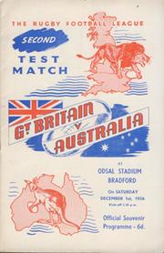 GREAT BRITAIN V AUSTRALIA 1956 (2ND TEST) RUGBY LEAGUE PROGRAMME