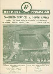 COMBINED SERVICES V SOUTH AFRICA 1960 RUGBY PROGRAMME