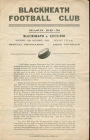 BLACKHEATH V LEICESTER 1949 RUGBY PROGRAMME