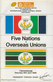 FIVE NATIONS V OVERSEAS UNIONS 1986 RUGBY PROGRAMME
