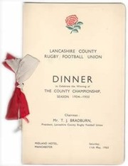 LANCASHIRE COUNTY RUGBY FOOTBALL UNION 1935 MENU CARD