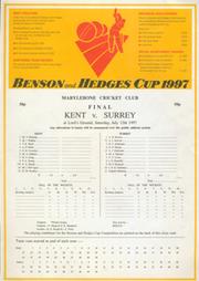KENT V SURREY 1997 (BENSON & HEDGES CUP FINAL) CRICKET SCORECARD