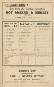 NATAL V EASTERN PROVINCE 1955-56 (CURRIE CUP) CRICKET SCORECARD