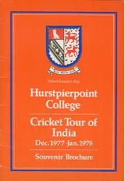 HURSTPIERPOINT COLLEGE CRICKET TOUR OF INDIA 1977-78