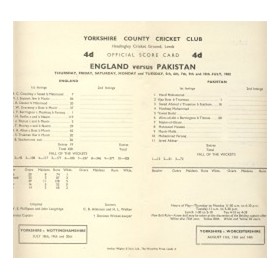 ENGLAND V PAKISTAN 1962 (HEADINGLEY) CRICKET SCORECARD