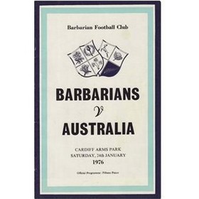 BARBARIANS V AUSTRALIA 1976 RUGBY PROGRAMME