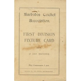 BARBADOS CRICKET SEASON 1939 (FIXTURE CARD)
