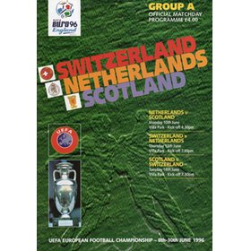 NETHERLANDS V SCOTLAND, SWITZERLAND V NETHERLANDS AND SCOTLAND V SWITZERLAND (EURO 96 GROUP A) FOOTBALL PROGRAMME