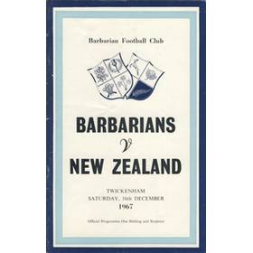 BARBARIANS V NEW ZEALAND 1967 RUGBY PROGRAMME