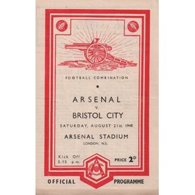 ARSENAL V BRISTOL CITY 1948-49 FOOTBALL PROGRAMME