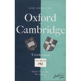 OXFORD V CAMBRIDGE 1961 RUGBY PROGRAMME