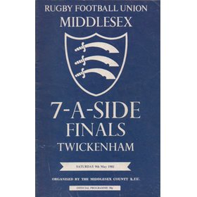 MIDDLESEX SEVENS 1981 RUGBY PROGRAMME