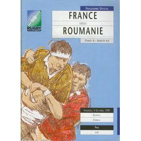 FRANCE V ROMANIA, RUGBY WORLD CUP 1991 rugby programme