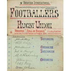 RUGBY AUTOGRAPHS (COUNTY & INTERNATIONAL) PRE-1914