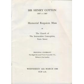 SIR HENRY COTTON - MEMORIAL REQUIEM MASS 1988 (ORDER OF SERVICE)