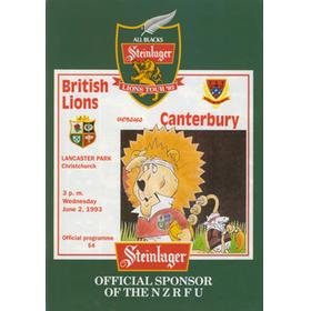 CANTERBURY V BRITISH ISLES 1993 RUGBY PROGRAMME