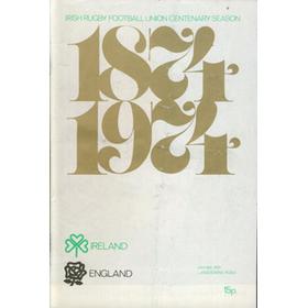 IRELAND V ENGLAND 1975 RUGBY PROGRAMME