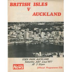 AUCKLAND V BRITISH ISLES 1977 RUGBY PROGRAMME