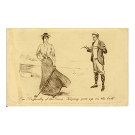 ONE DIFFICULTY OF THE GAME - KEEPING YOUR EYE ON THE BALL. GOLF POSTCARD