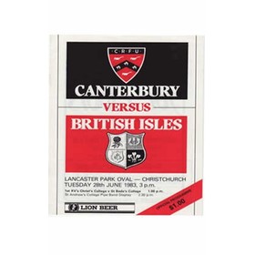 CANTERBURY V BRITISH ISLES 1983 RUGBY PROGRAMME
