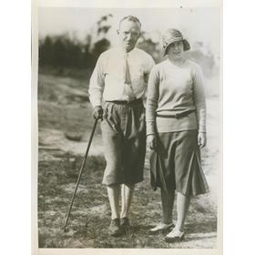 GLENNA COLLETT AND HER HUSBAND 1931 PRESS GOLF PHOTOGRAPH 