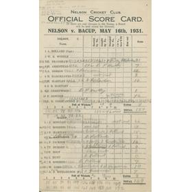 NELSON V BACUP 1931 CRICKET SCORECARD - LEARIE CONSTANTINE