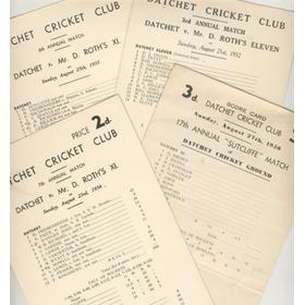 DATCHET CRICKET CLUB SCORECARDS 1932 - 1950 (SUTCLIFFE MATCHES)