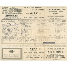ESSEX V NORTHAMPTONSHIRE 1947 (TIED MATCH) CRICKET SCORECARD - SIGNED BY ESSEX TEAM