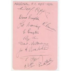ARSENAL 1935-36 SIGNED ALBUM PAGE