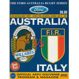 AUSTRALIA V ITALY (2ND TEST) 1994 RUGBY PROGRAMME