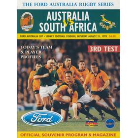 AUSTRALIA V SOUTH AFRICA (3RD TEST) 1993 RUGBY PROGRAMME