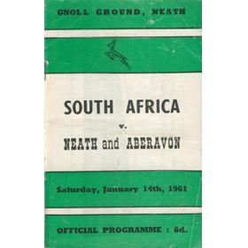 NEATH AND ABERAVON V SOUTH AFRICA 1961 RUGBY PROGRAMME