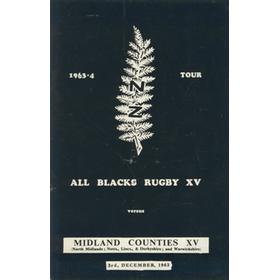 MIDLAND COUNTIES XV V NEW ZEALAND 1963/64 RUGBY PROGRAMME