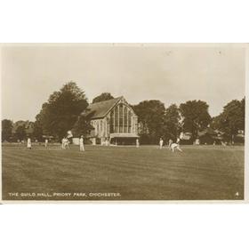 CRICKET AT THE GUILDHALL, PRIORY PARK, CHICHESTER - POSTCARD