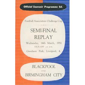 BLACKPOOL V  BIRMINGHAM CITY 1951 F.A. CUP SEMI-FINAL REPLAY FOOTBALL PROGRAMME