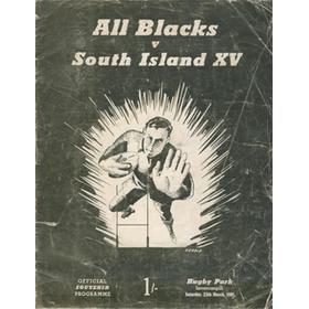 ALL BLACKS V SOUTH ISLAND XV 1961 RUGBY PROGRAMME