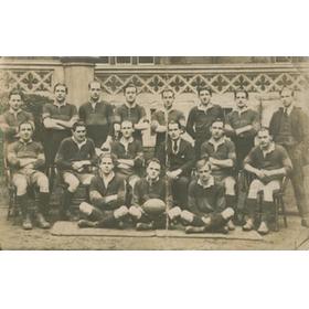 WESTMINSTER COLLEGE 1920S RUGBY TEAM POSTCARD