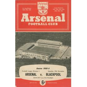 ARSENAL V BLACKPOOL 1958-59 FOOTBALL PROGRAMME