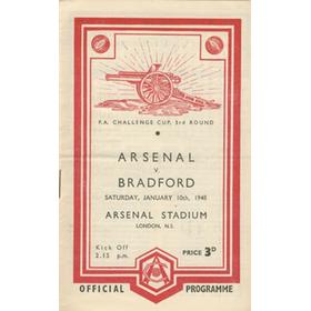 ARSENAL V BRADFORD 1947-48 FOOTBALL PROGRAMME (CHAMPIONSHIP SEASON)