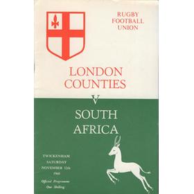 LONDON COUNTIES V SOUTH AFRICA 1960-61 RUGBY PROGRAMME