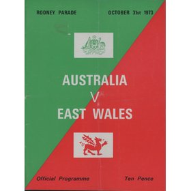 EAST WALES V AUSTRALIA 1973-74 RUGBY PROGRAMME
