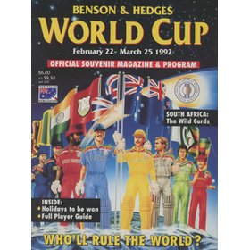 BENSON AND HEDGES WORLD  CUP - OFFICIAL SOUVENIR MAGAZINE & PROGRAM 1992