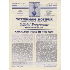 TOTTENHAM HOTSPUR V CHARLTON ATHLETIC 1960-61 FOOTBALL PROGRAMME