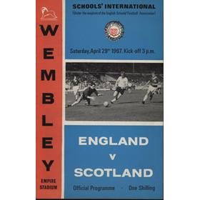 ENGLAND V SCOTLAND SCHOOLS 1967 FOOTBALL PROGRAMME