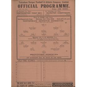TOTTENHAM HOTSPUR V BRENTFORD (RESERVES) 1938-39 FOOTBALL PROGRAMME